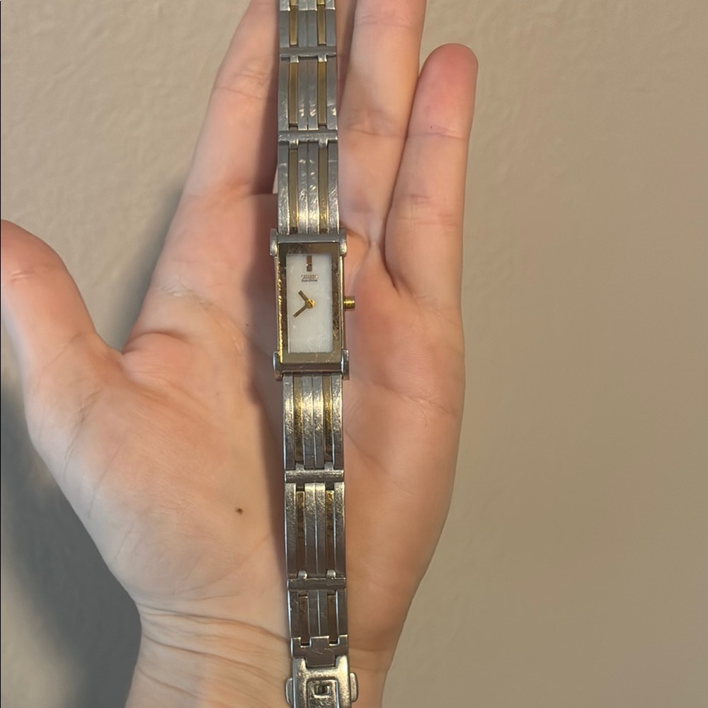 Citizen Eco-Drive Mother of Pearl Silver & Gold Women's Bracelet Solar Watch